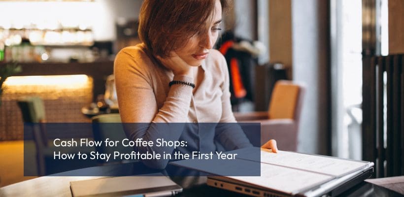 Cash Flow for Coffee Shops woman is reading her accounting books in cafe